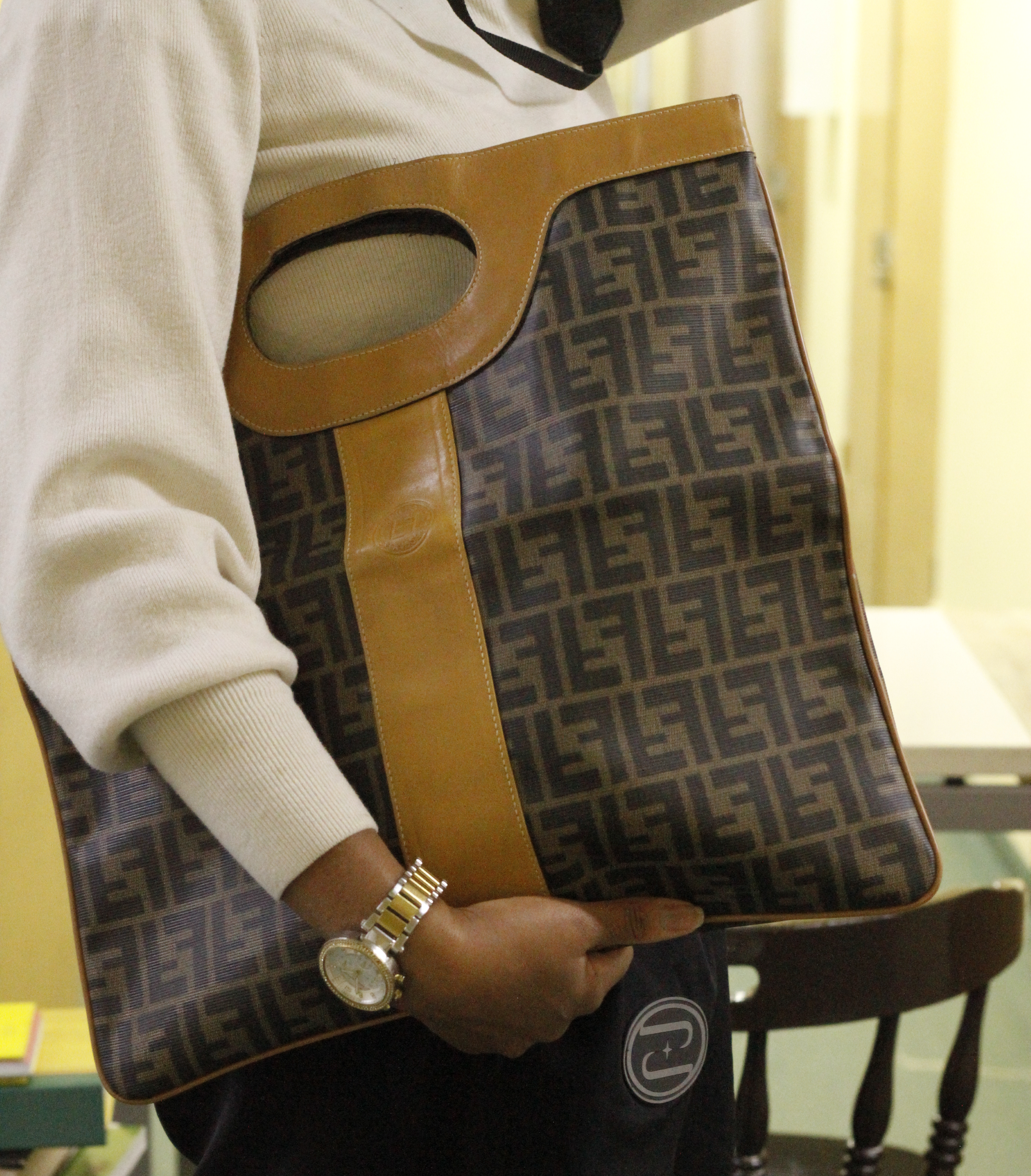 Vintage Fendi Zucca Foldover Clutch